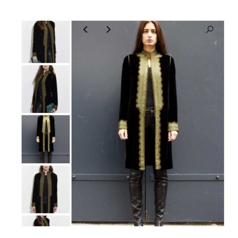 Maison du Caftan S? Casablanca Black Velvet Long Jacket Coat - Picture 2 of 10